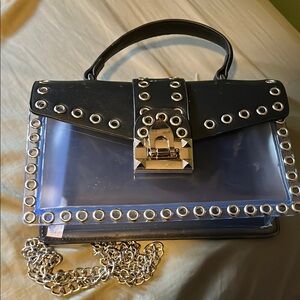 Stylish Black and Silver Handbag